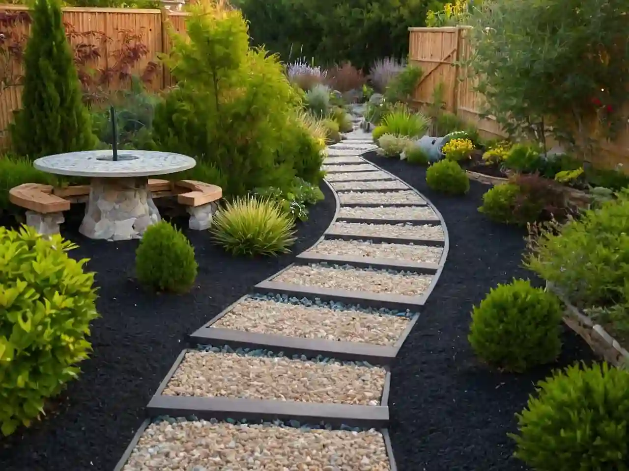 Duurzame tuin met grind bestrating